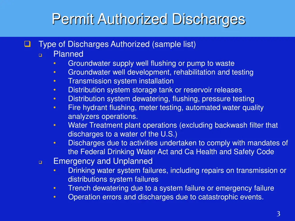 permit authorized discharges