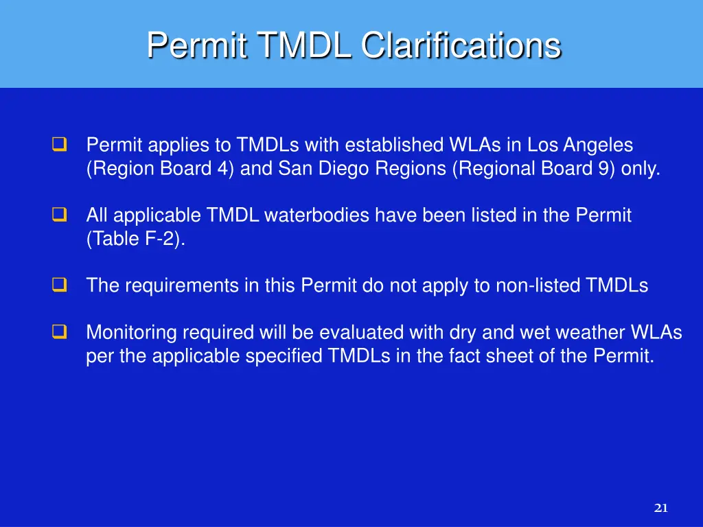 permit tmdl clarifications