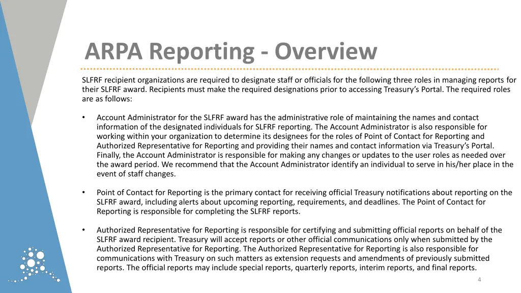 arpa reporting overview 2