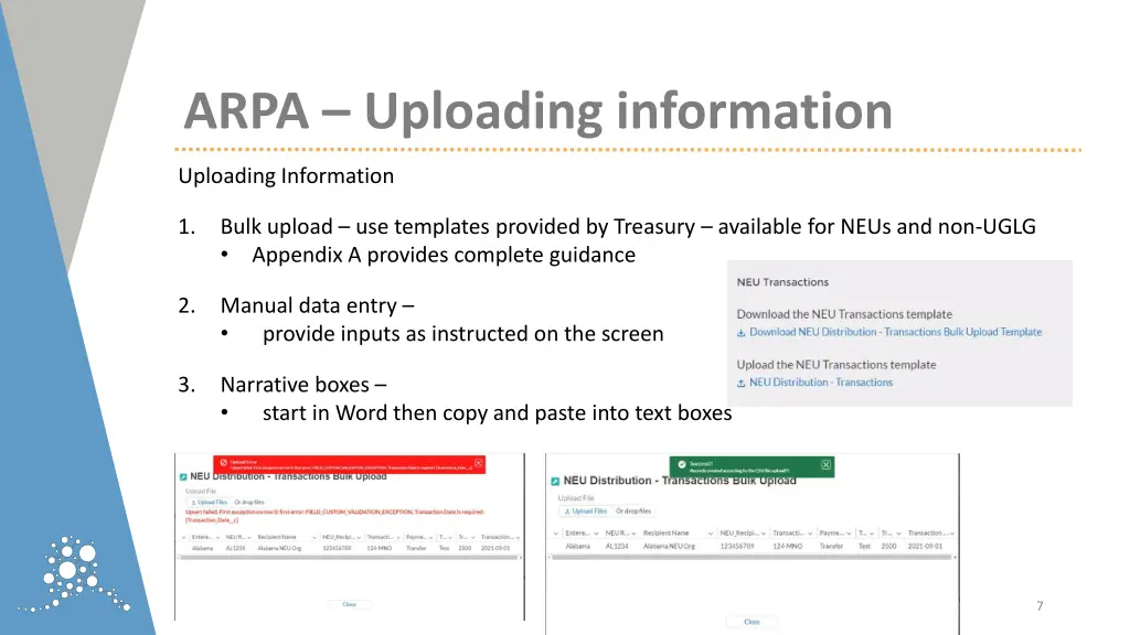 arpa uploading information