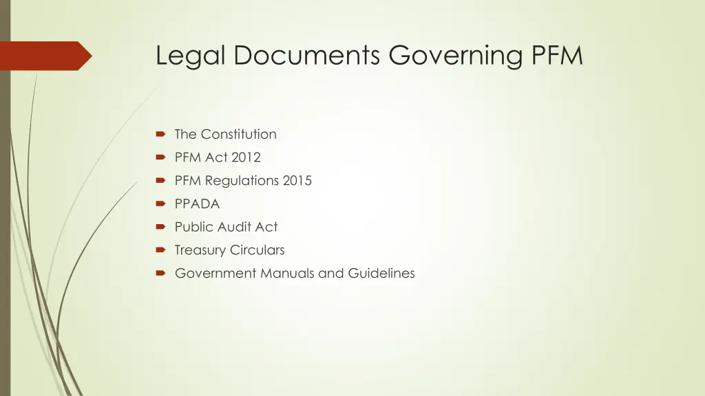 legal documents governing pfm