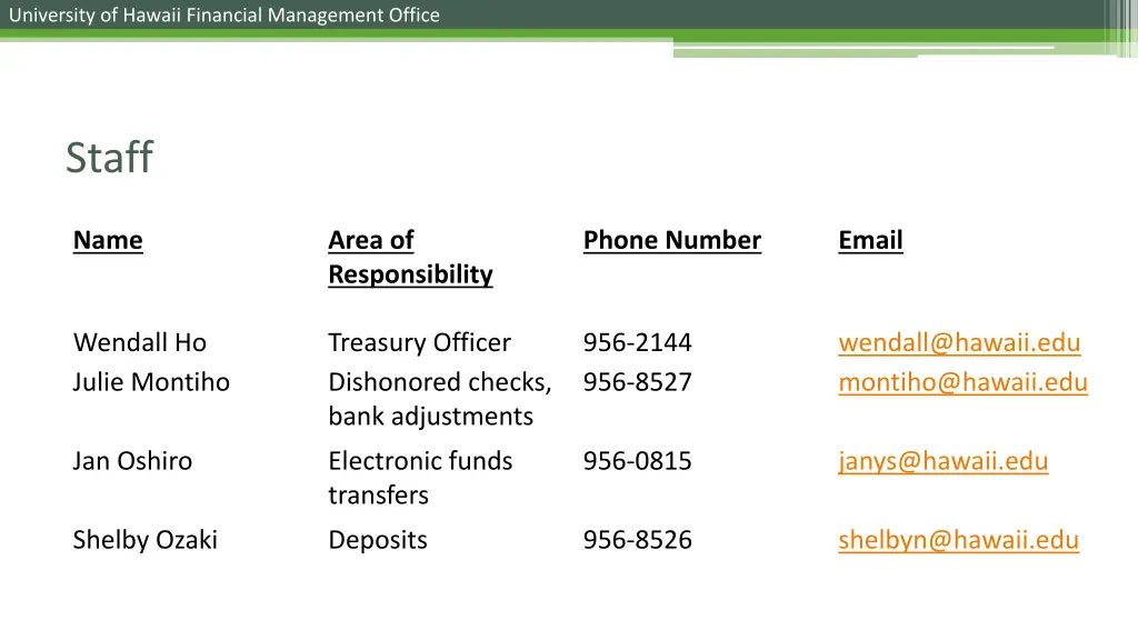 university of hawaii financial management office 1