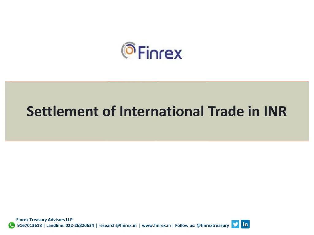 settlement of international trade in inr