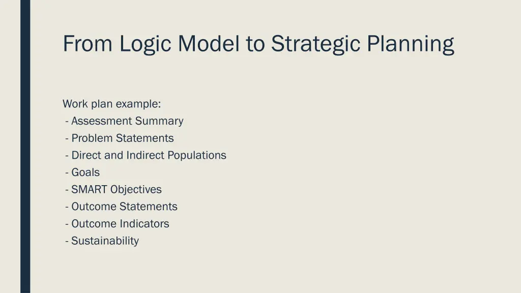 from logic model to strategic planning