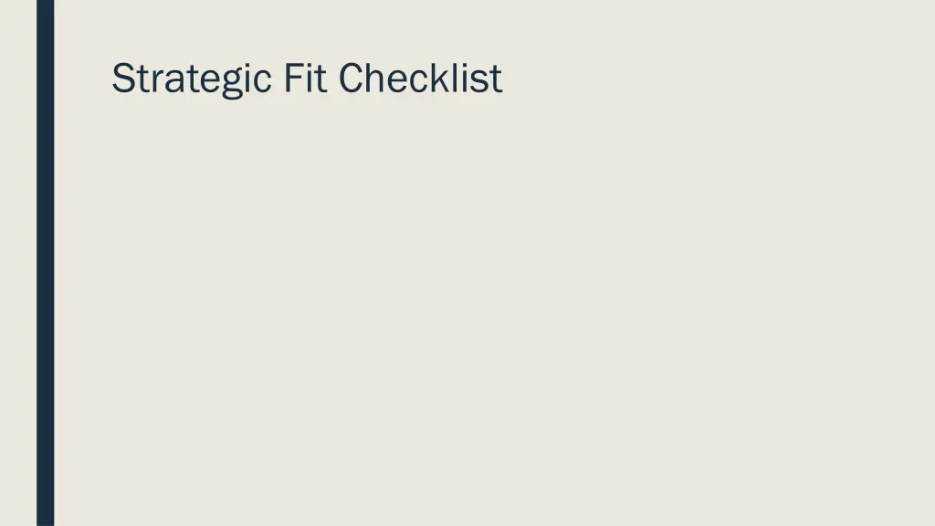 strategic fit checklist