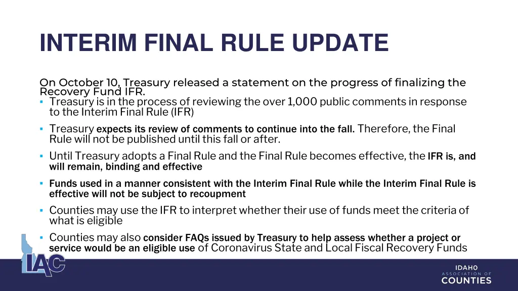 interim final rule update