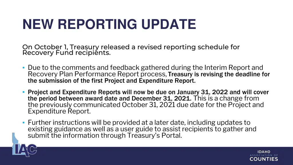 new reporting update