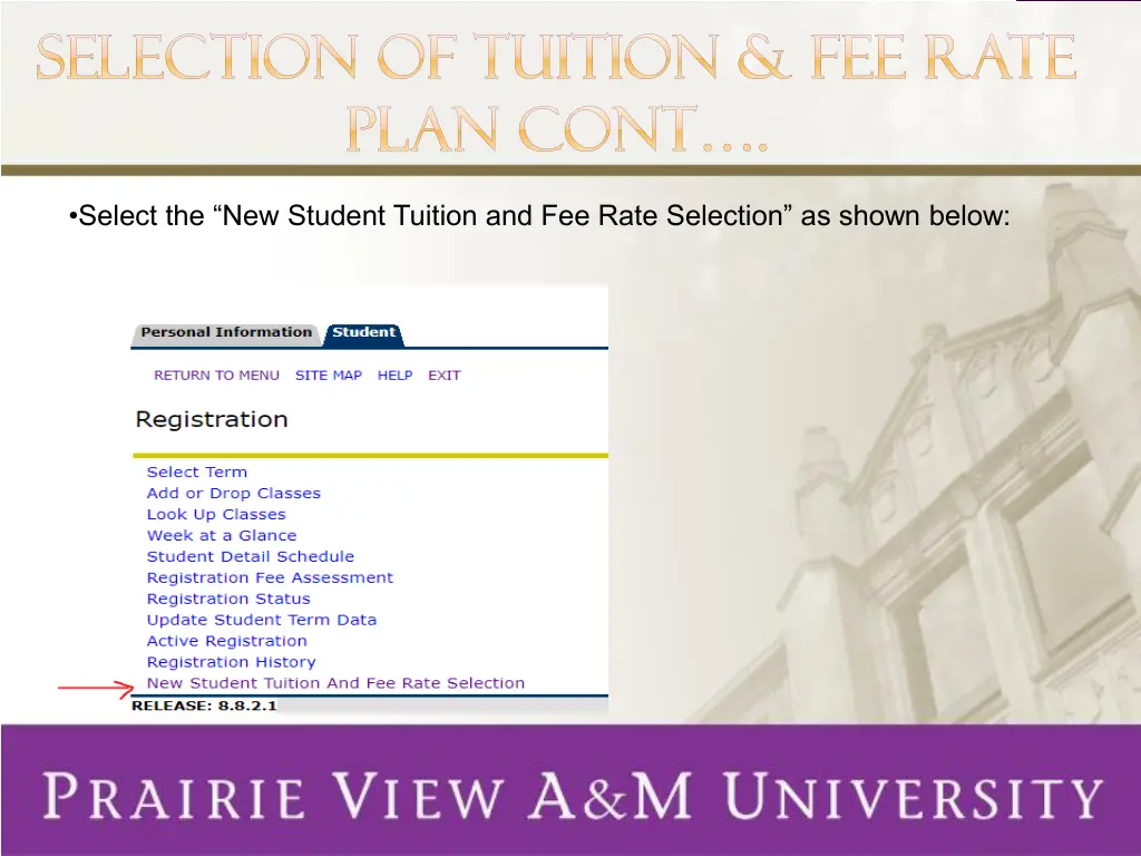 selection of tuition fee rate selection