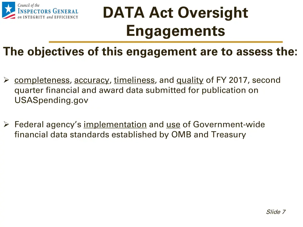 data act oversight engagements