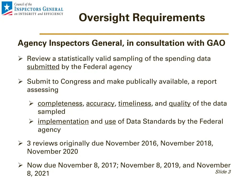 oversight requirements