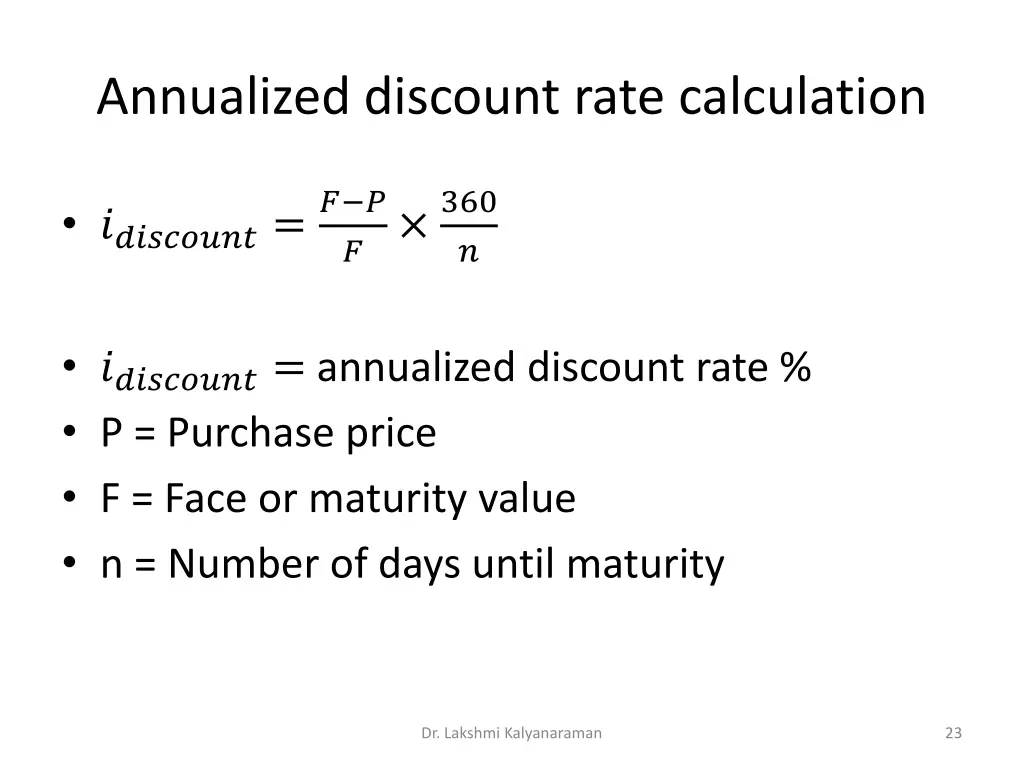 annualized discount rate calculation