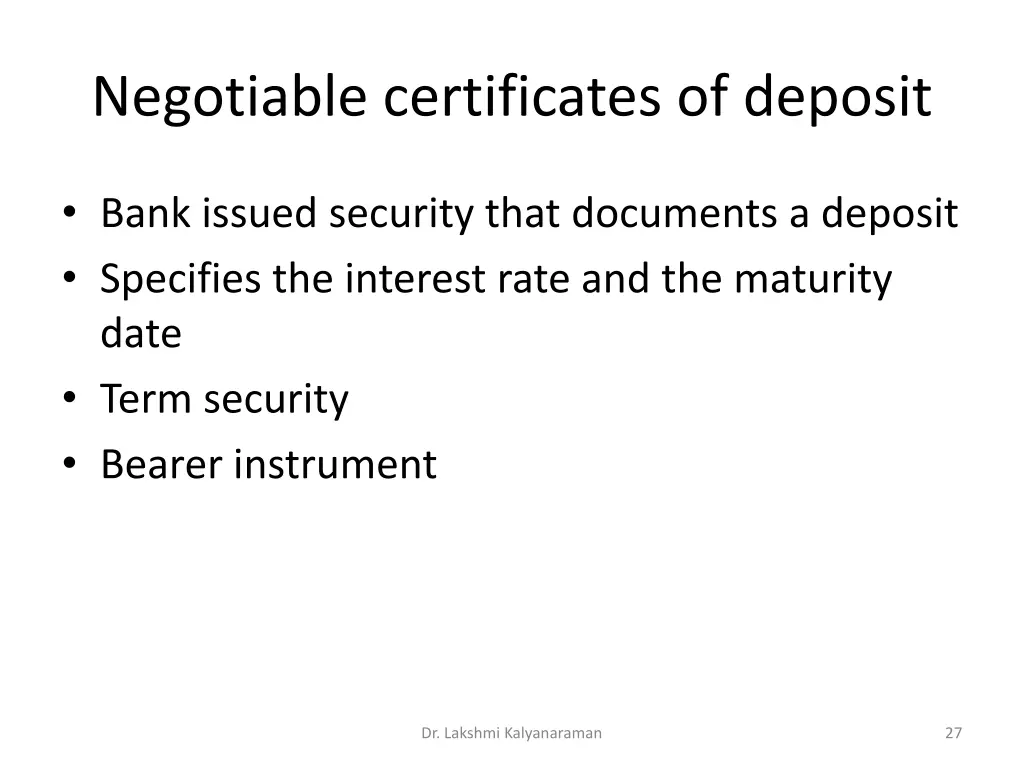 negotiable certificates of deposit