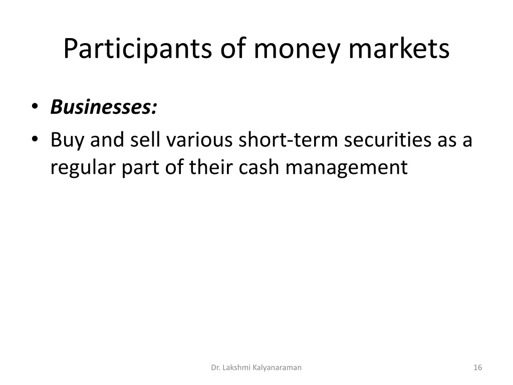 participants of money markets 3