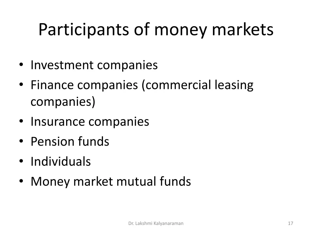 participants of money markets 4