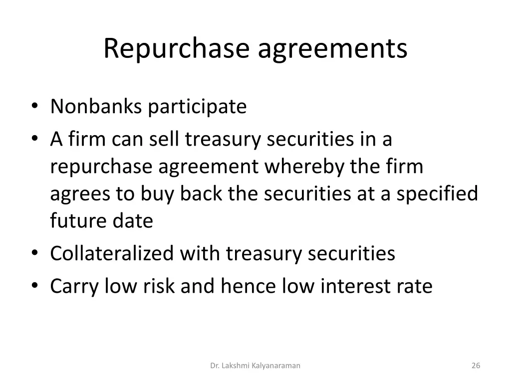 repurchase agreements