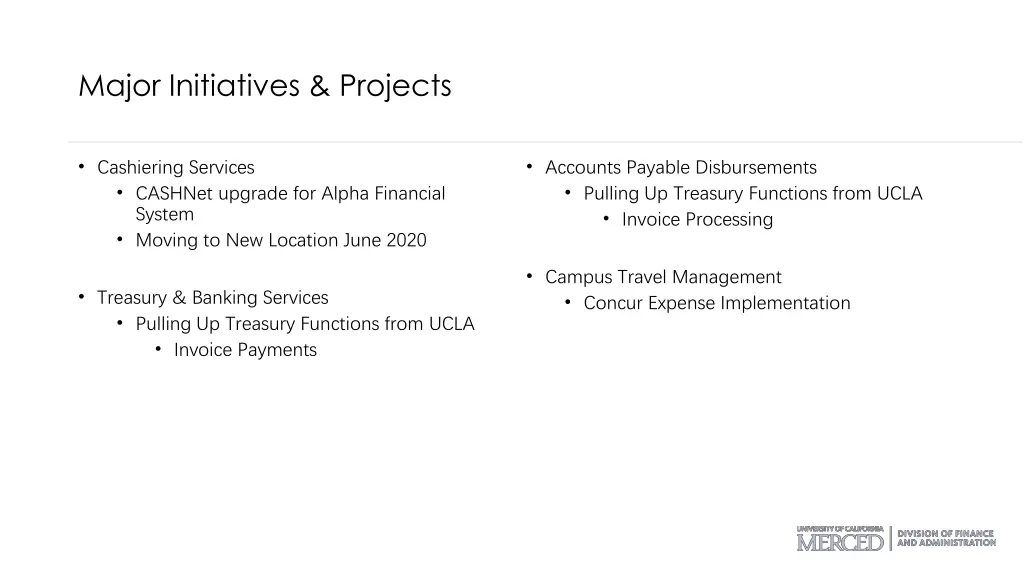 major initiatives projects 1