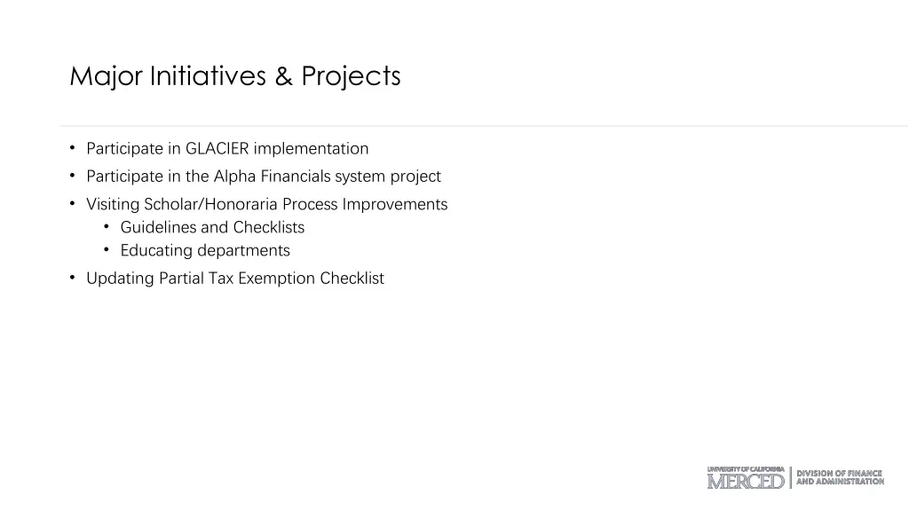 major initiatives projects 2