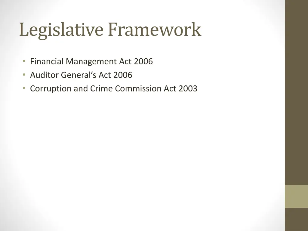 legislative framework