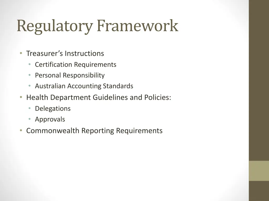 regulatory framework