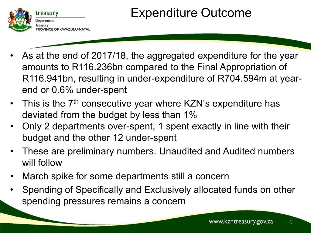 expenditure outcome 1