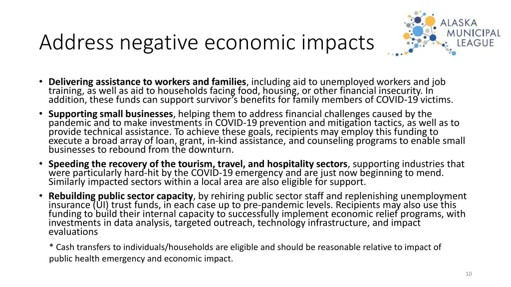 address negative economic impacts