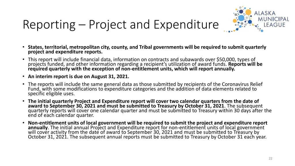 reporting project and expenditure report