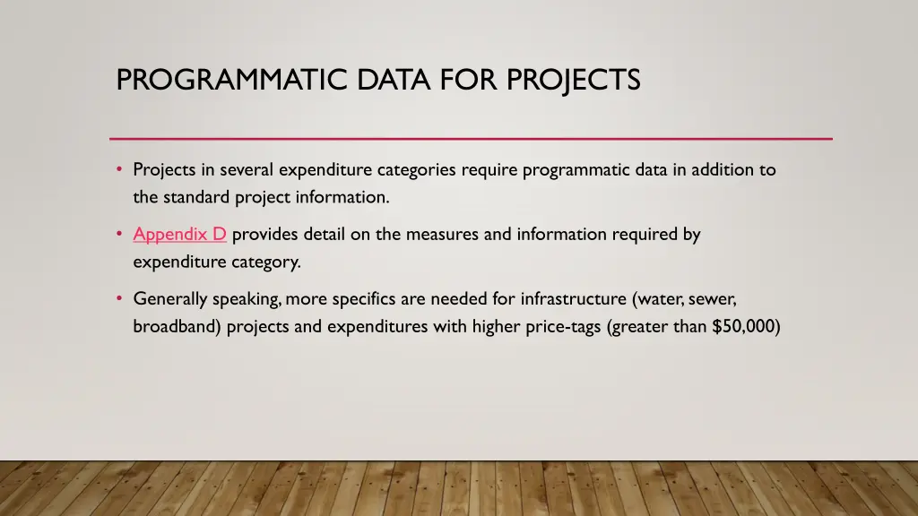 programmatic data for projects