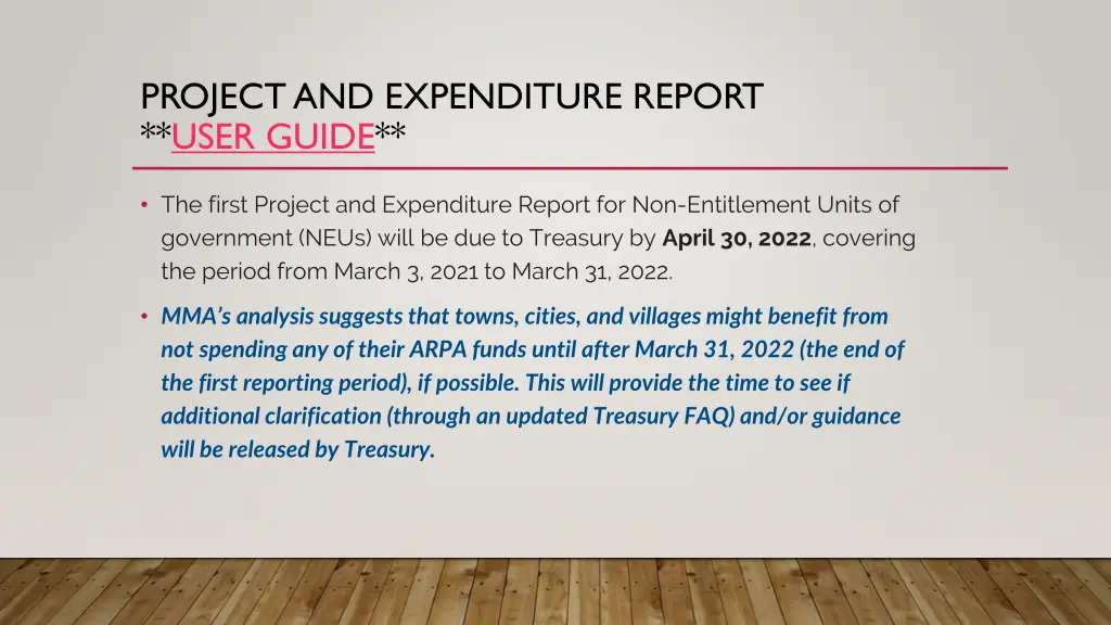 project and expenditure report user guide