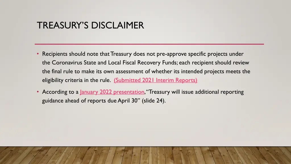 treasury s disclaimer