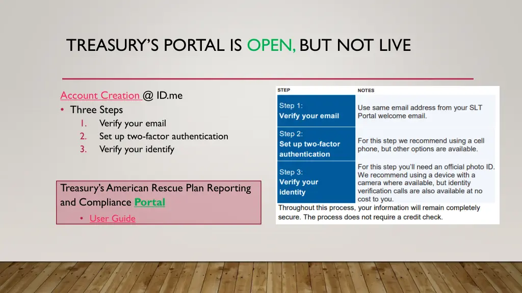 treasury s portal is open but not live