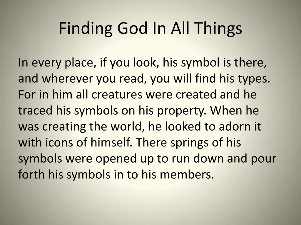 finding god in all things