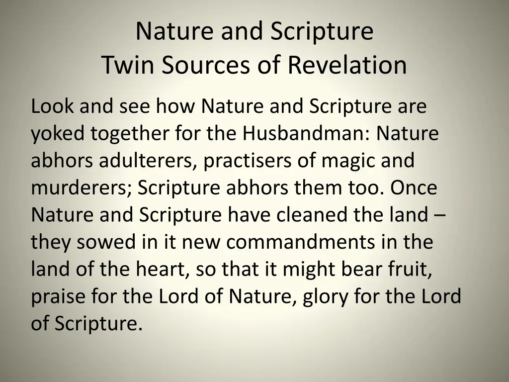 nature and scripture twin sources of revelation