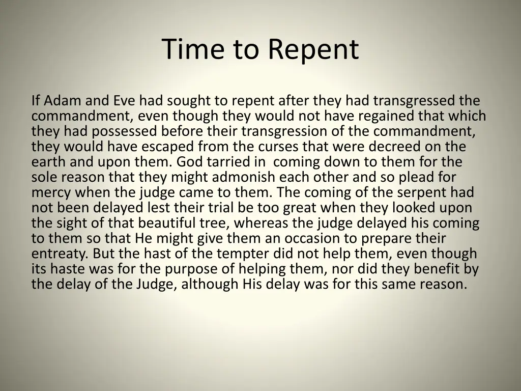 time to repent