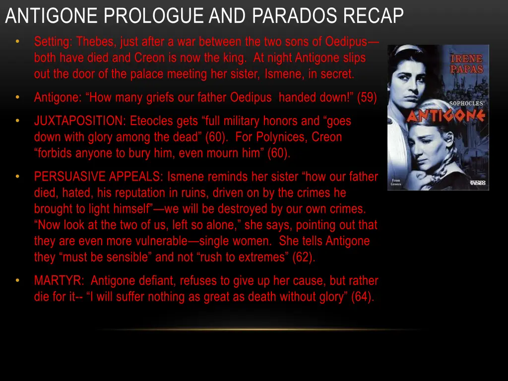 antigone prologue and parados recap setting