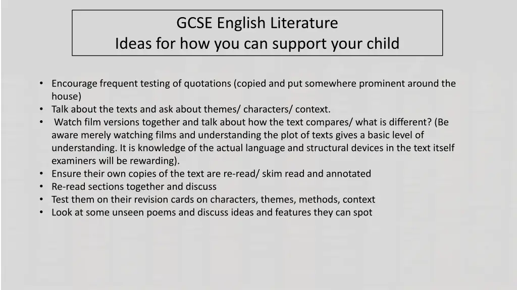 gcse english literature ideas