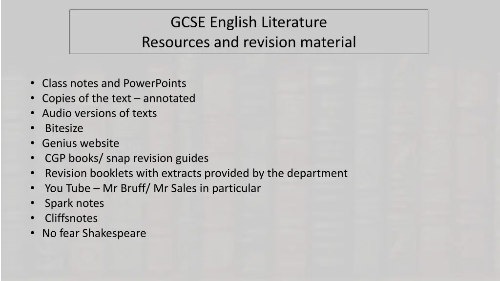 gcse english literature resources and revision