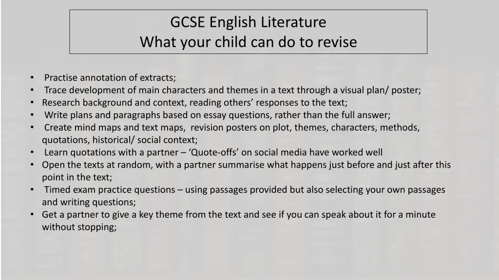 gcse english literature what your child