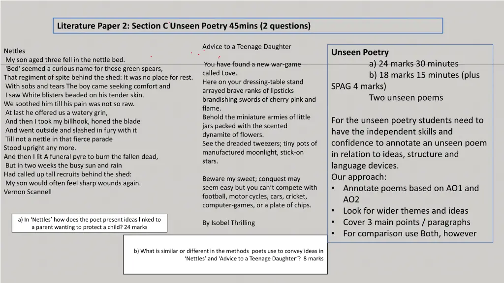 literature paper 2 section c unseen poetry 45mins