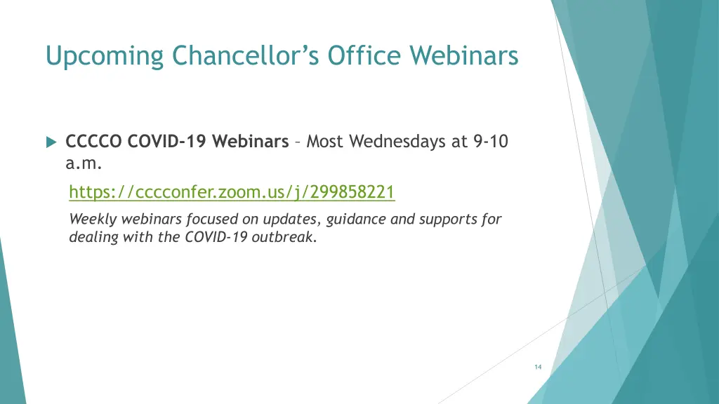 upcoming chancellor s office webinars