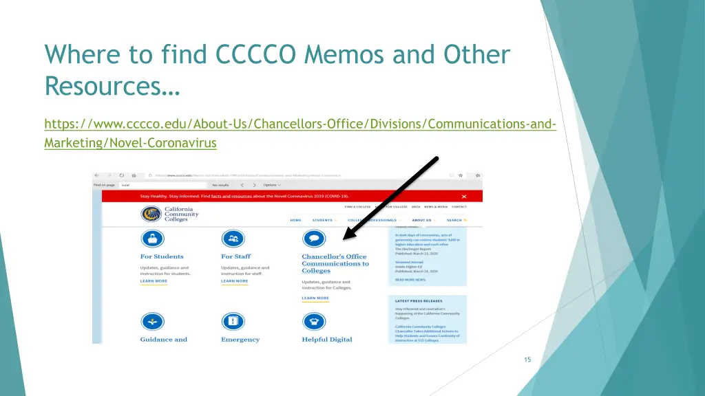 where to find cccco memos and other resources