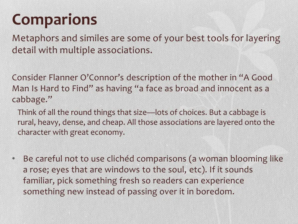 comparions metaphors and similes are some of your