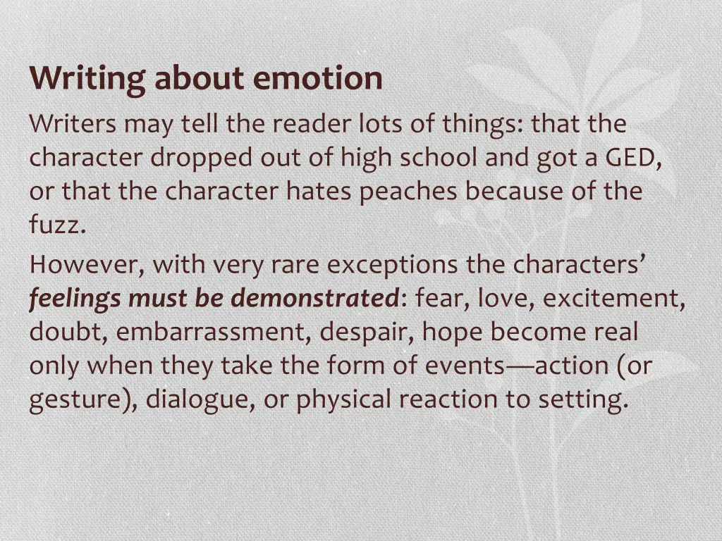 writing about emotion writers may tell the reader