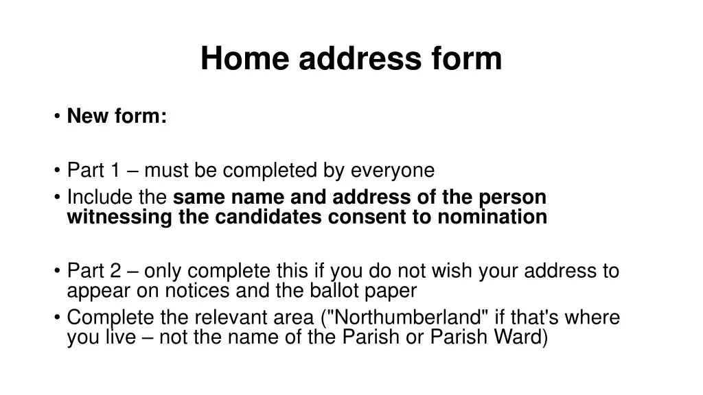 home address form