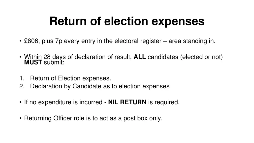 return of election expenses