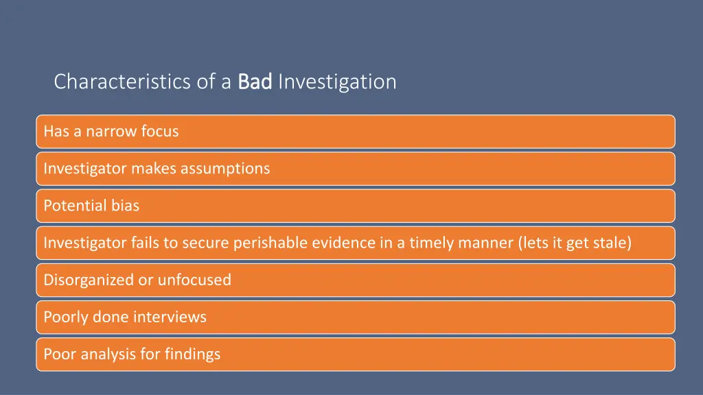 characteristics of a bad