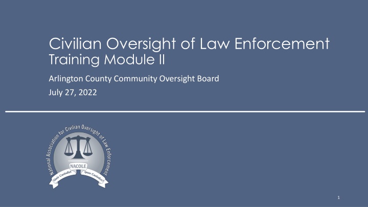 civilian oversight of law enforcement training