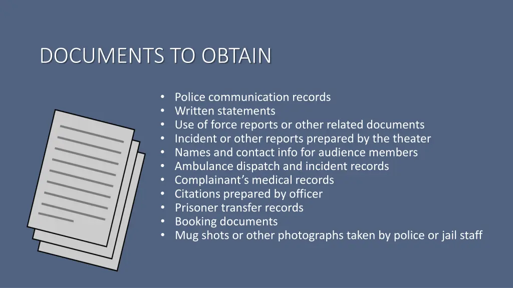 documents to obtain