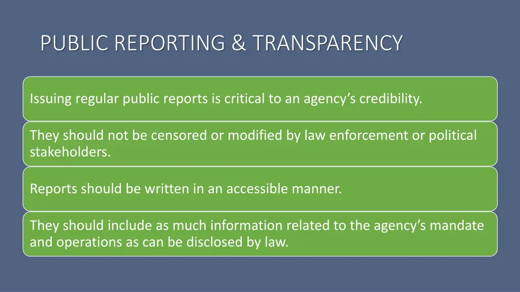 public reporting transparency