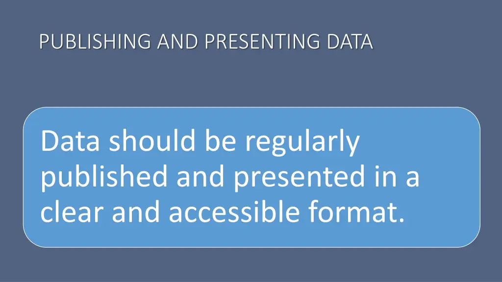 publishing and presenting data