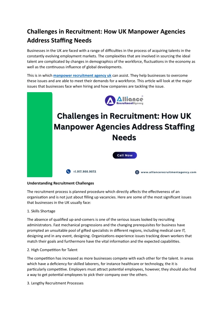 challenges in recruitment how uk manpower